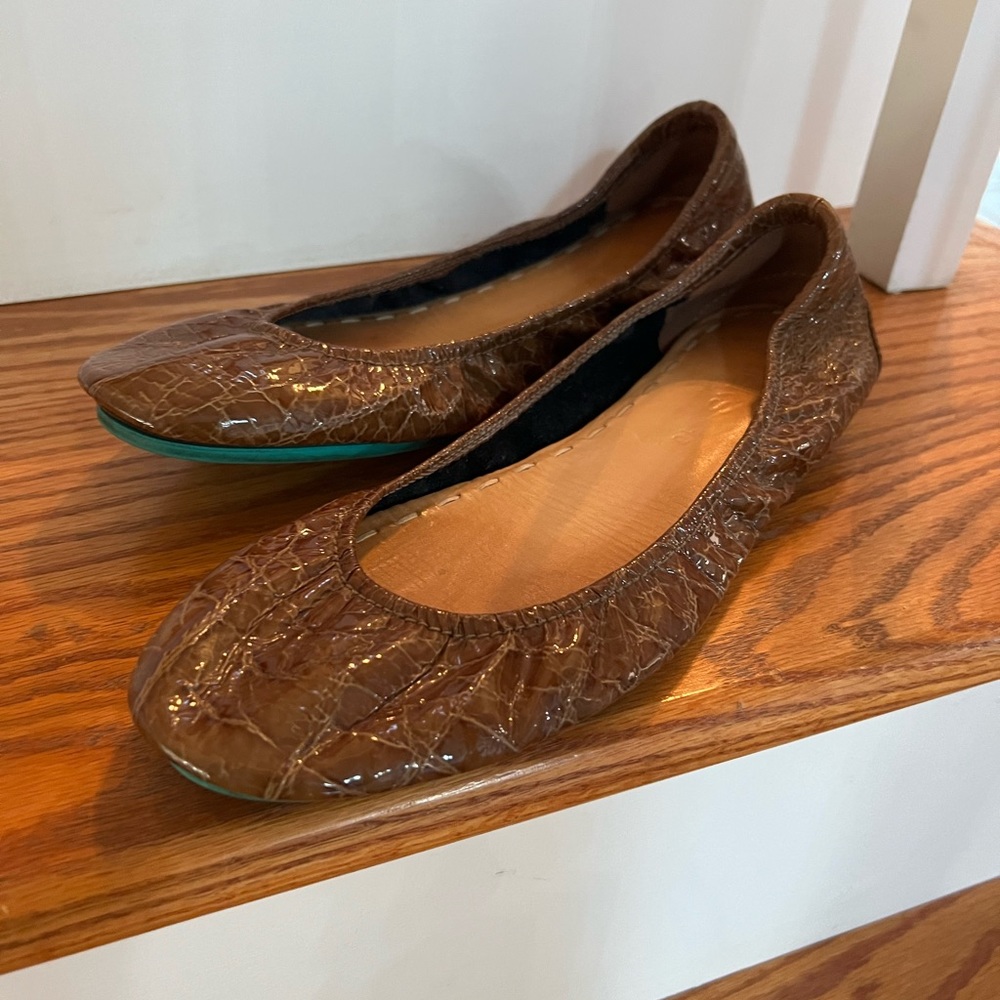 Tieks brown croc flat- size 10 - EUC